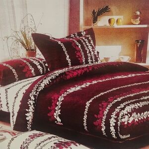 Elegant Burgundy and White Floral Bedding Set